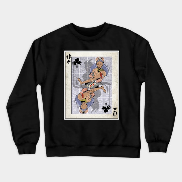 Queen of Clubs Crewneck Sweatshirt by IckyScrawls